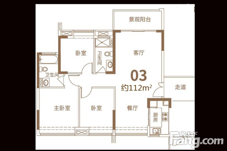 3室2厅2卫1厨户型图