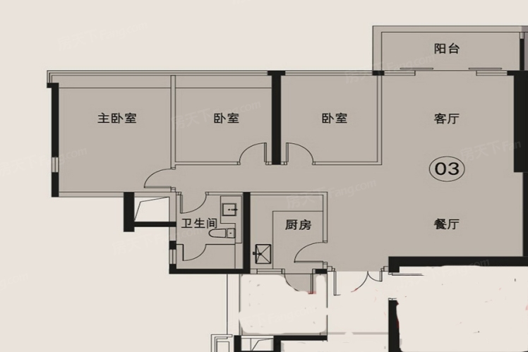4室2厅2卫1厨户型图